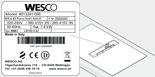Typenschild-Wesco-Platzierung-Piana